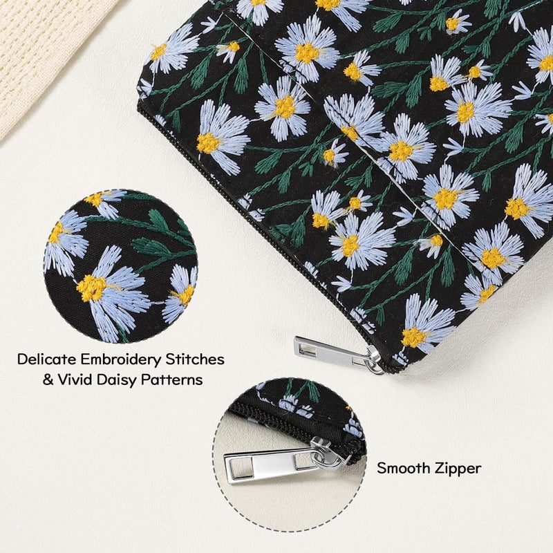 Dadanism Embroidered Daisy Padded Sleeve for All-New Kindle Paperwhite, 7" Kindle Colorsoft Signature Edition, Protective Sleeve Case for 6" Kindle/Kindle Oasis/Kobo E-Reader, Blue Daisy - Image 5